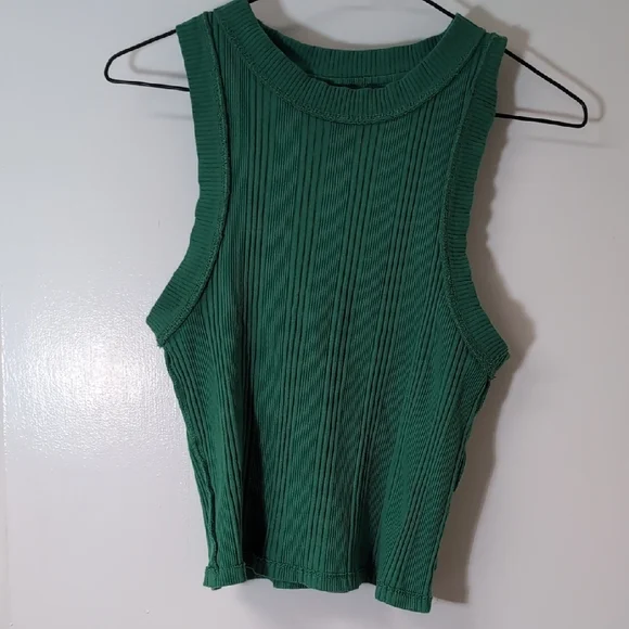 Zara Emerald Ribbed Tank Top - Picture 8 of 13